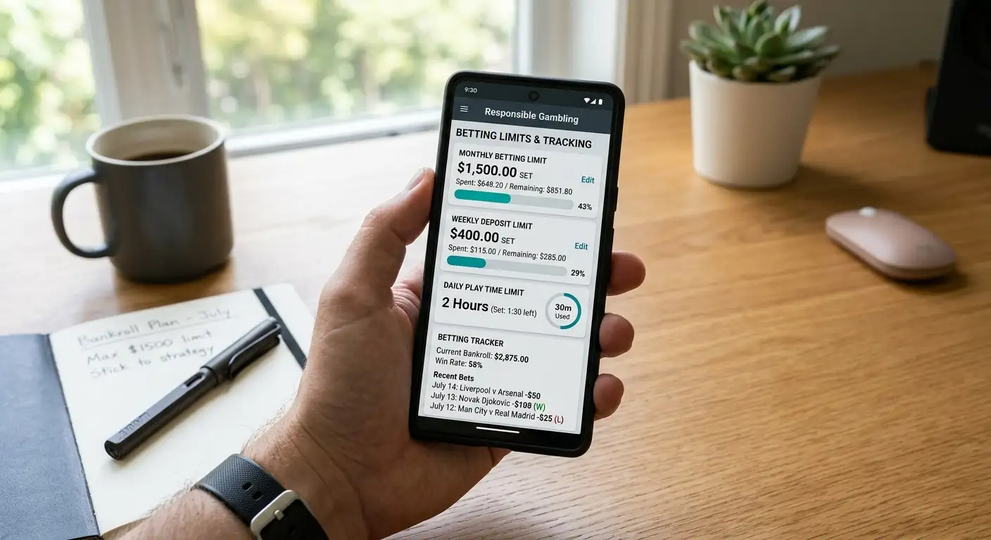 A phone showing account limit tools used for bankroll discipline