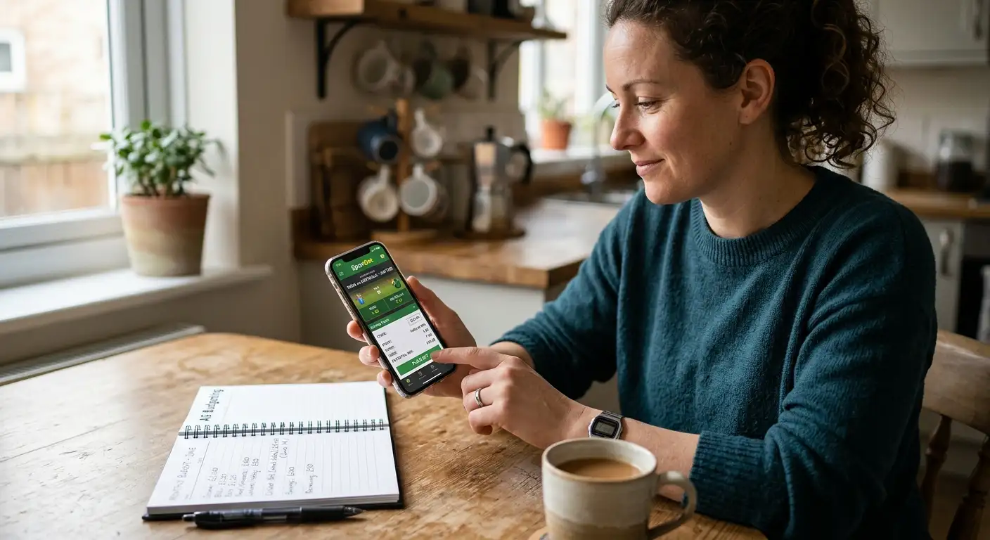 A person setting a stake limit before placing a cricket bet on a phone