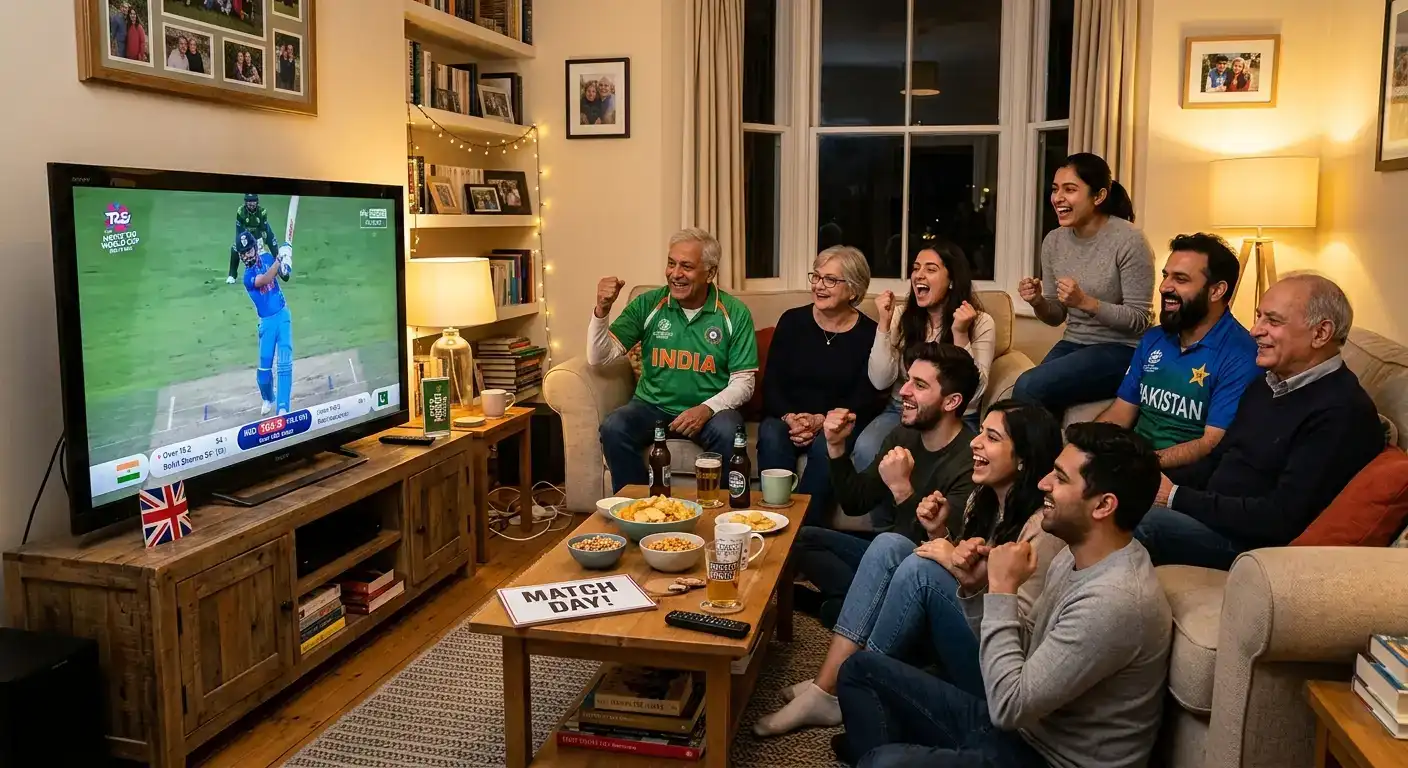 People of different ages watching a cricket match together