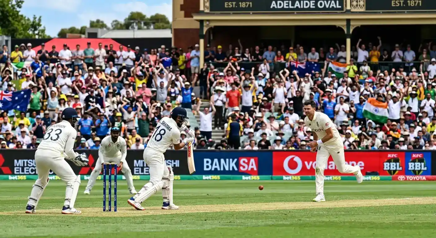 A fair cricket match played in good spirit before a crowd