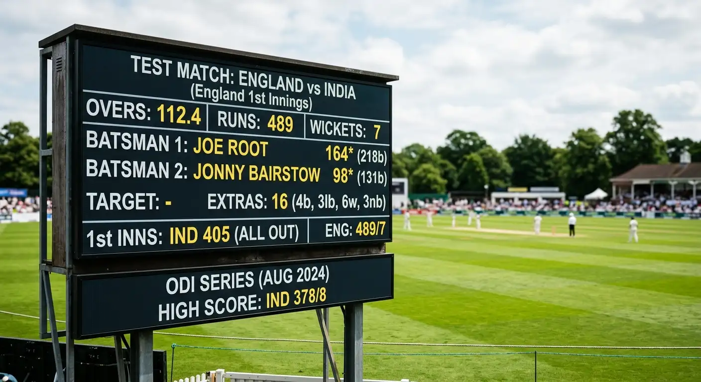A scoreboard contrasting totals across cricket formats