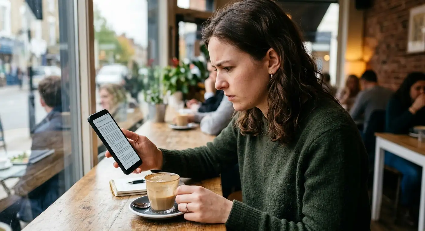 Person reading betting promotion terms and conditions carefully on a phone