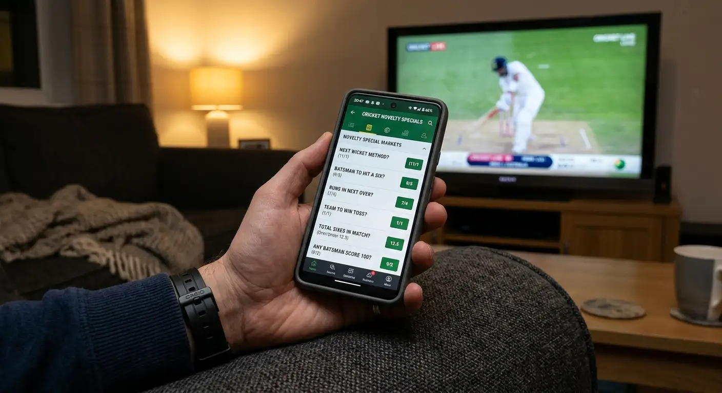 A betting screen showing novelty cricket special markets