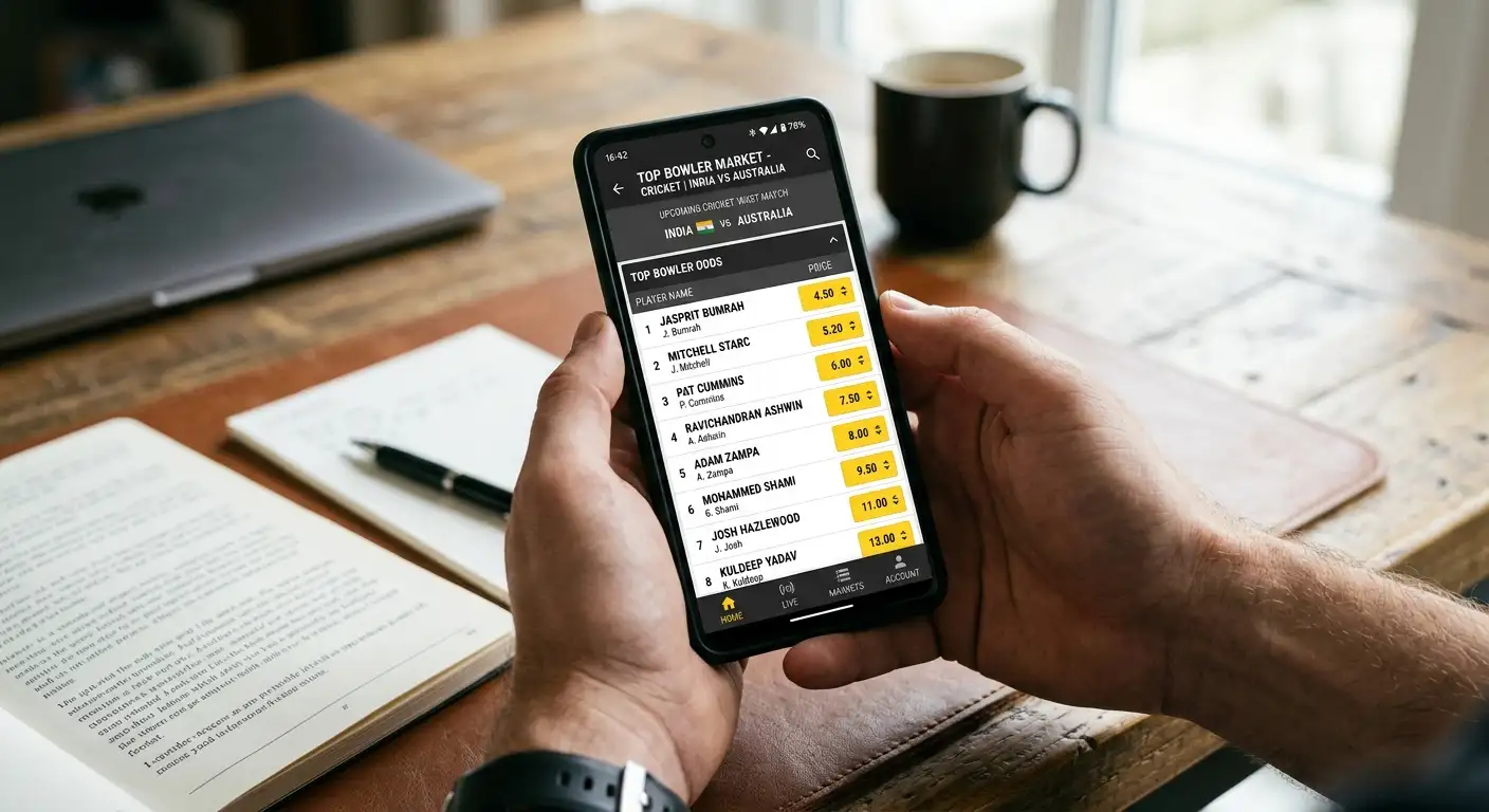 A list of player performance prices on a cricket betting screen