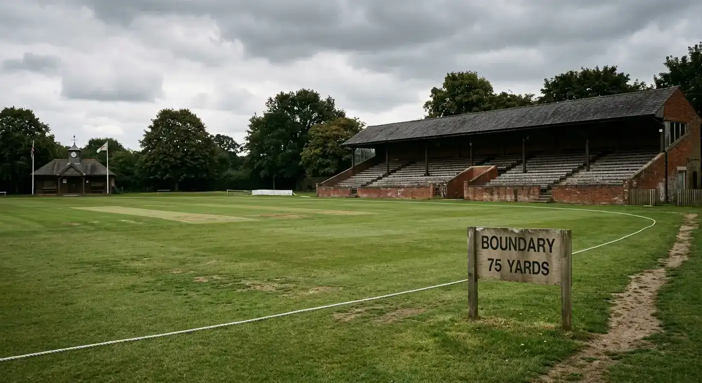 A quiet cricket ground reflecting on the flow of sponsorship money