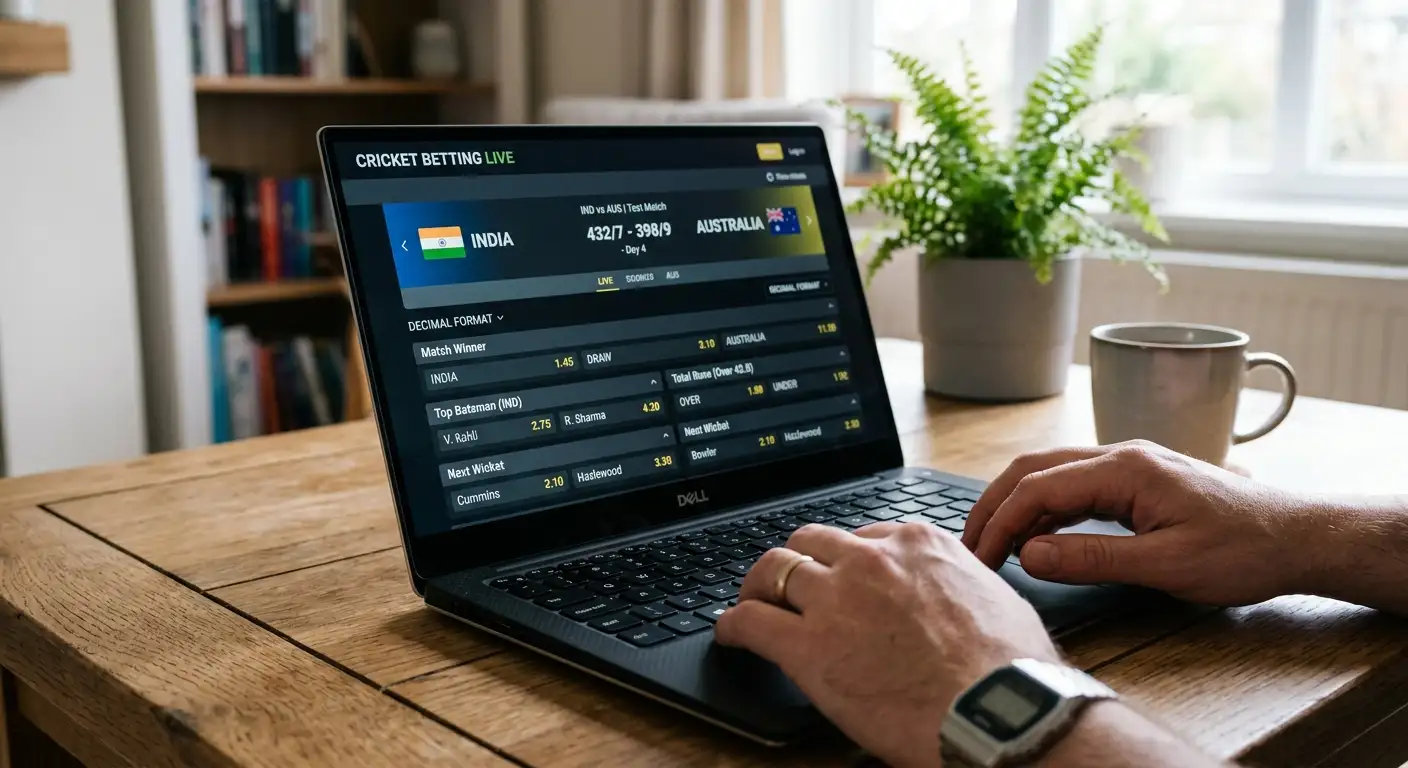 A betting screen showing cricket prices in decimal odds format