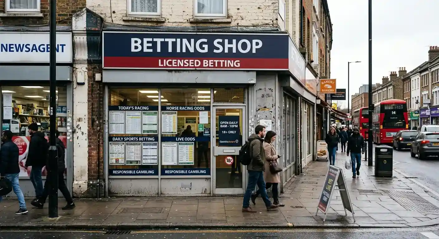 A betting shop frontage on a British high street
