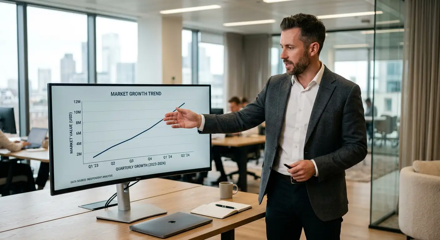 A clean line chart showing global cricket betting market growth