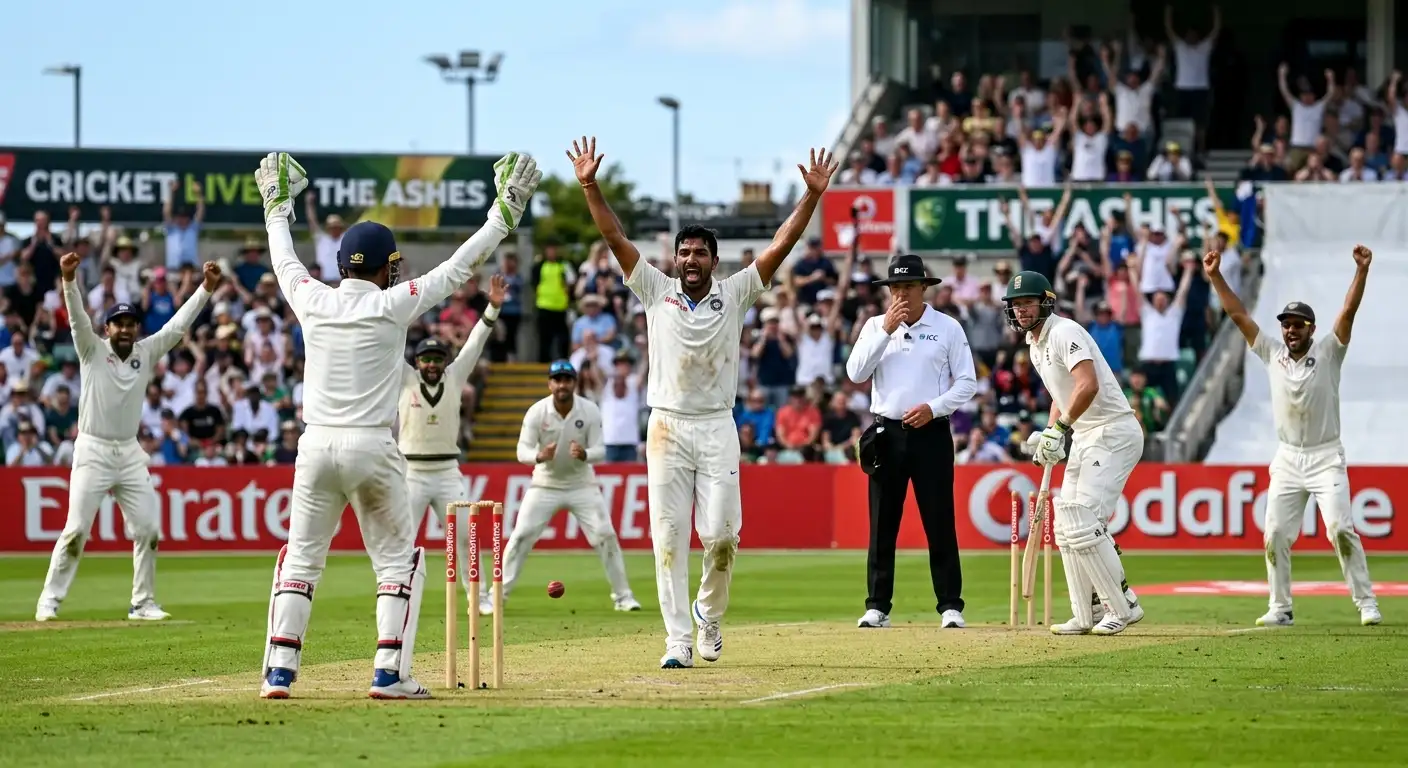 A fielding side appealing for a wicket during a cricket match