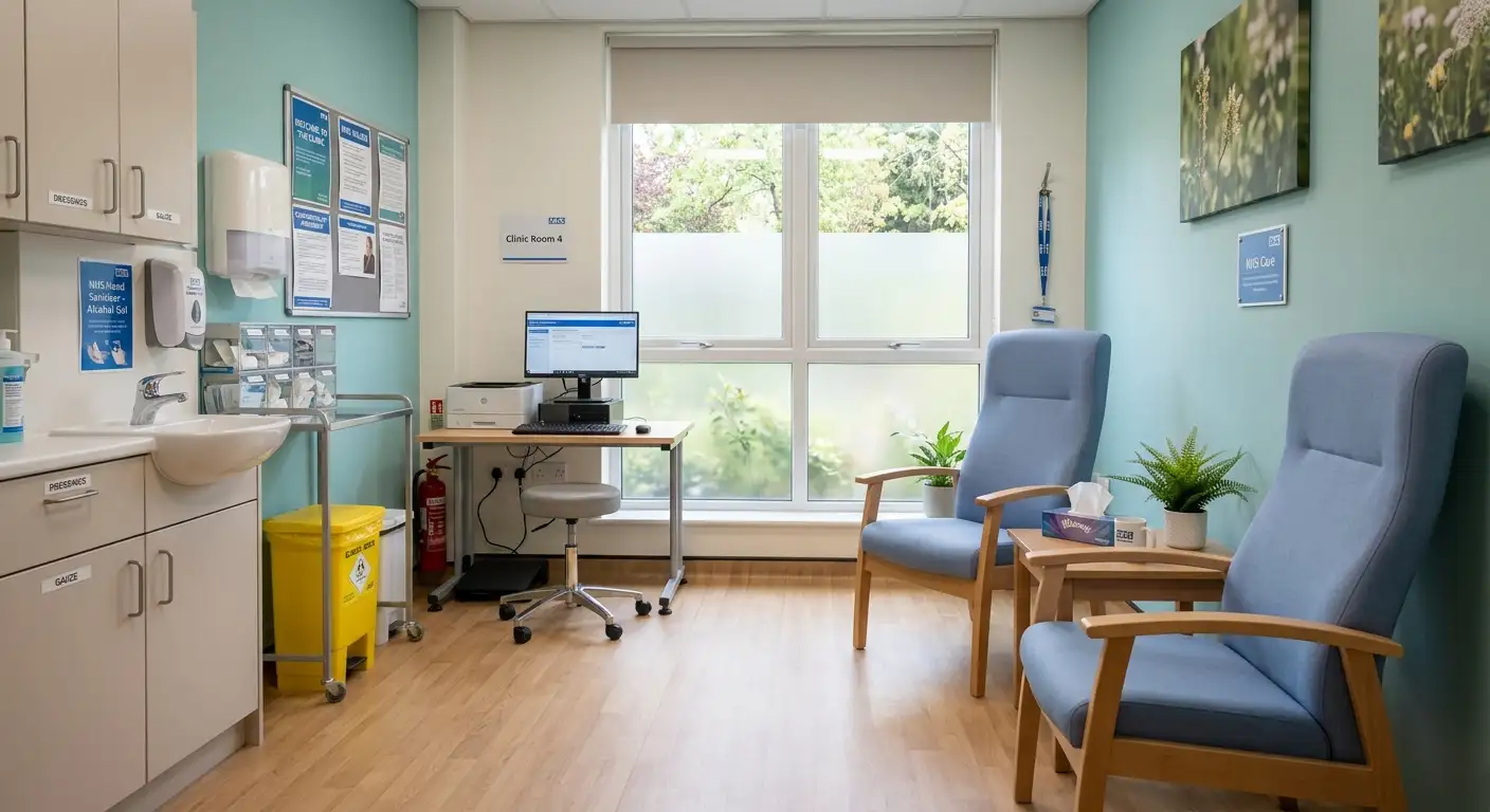 A supportive NHS clinic treatment room ready for a session