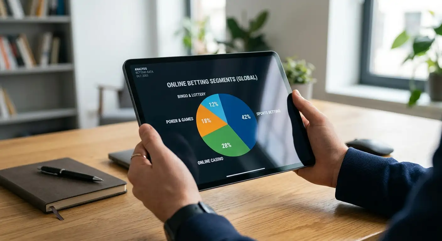 A simple pie chart showing online sports betting's share of the market
