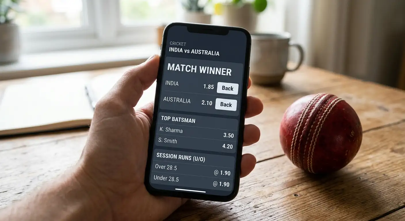 Decimal cricket odds shown on screen illustrating the bookmaker margin