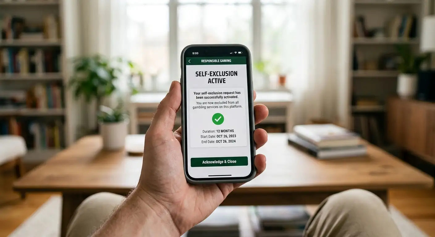 A confirmation that self-exclusion blocking is now active on a phone