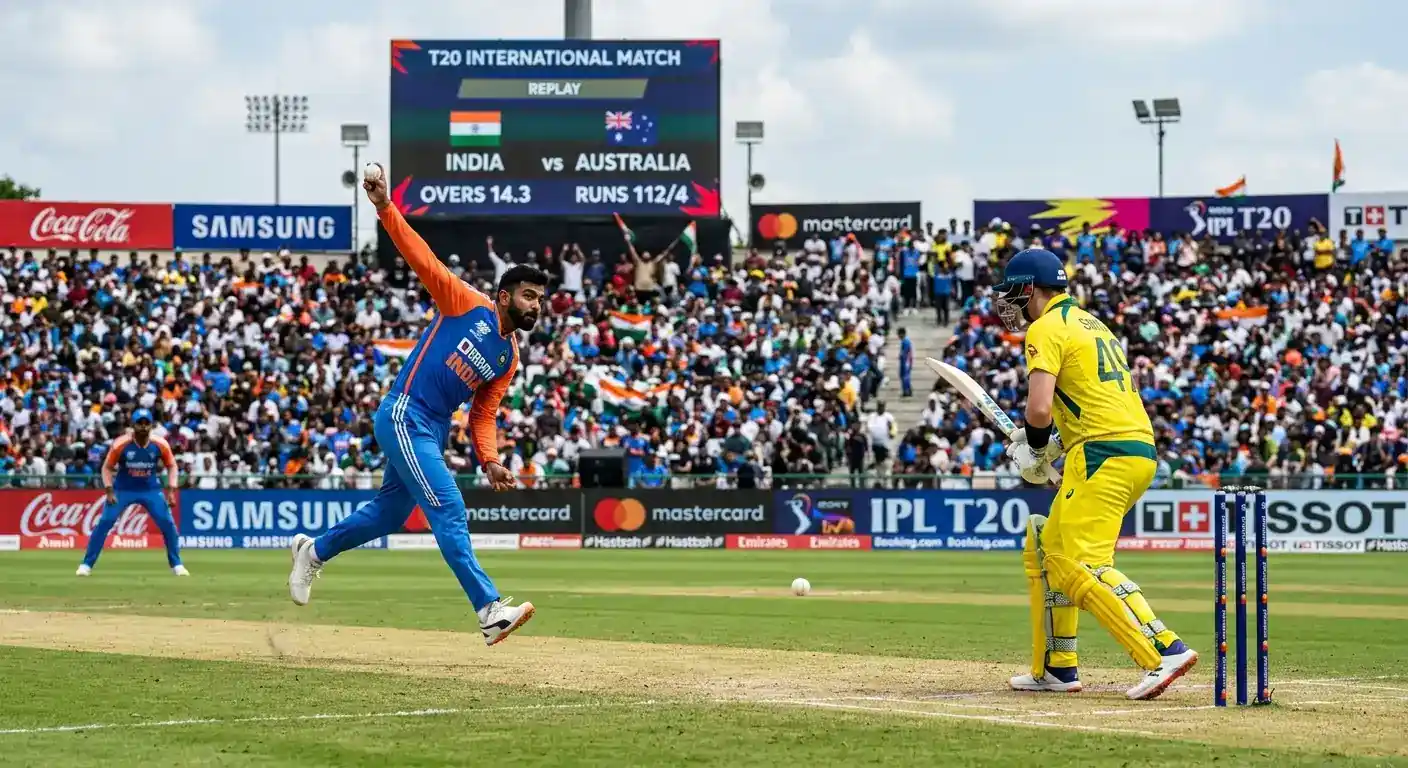 International T20 World Cup match with batter facing a fast bowler