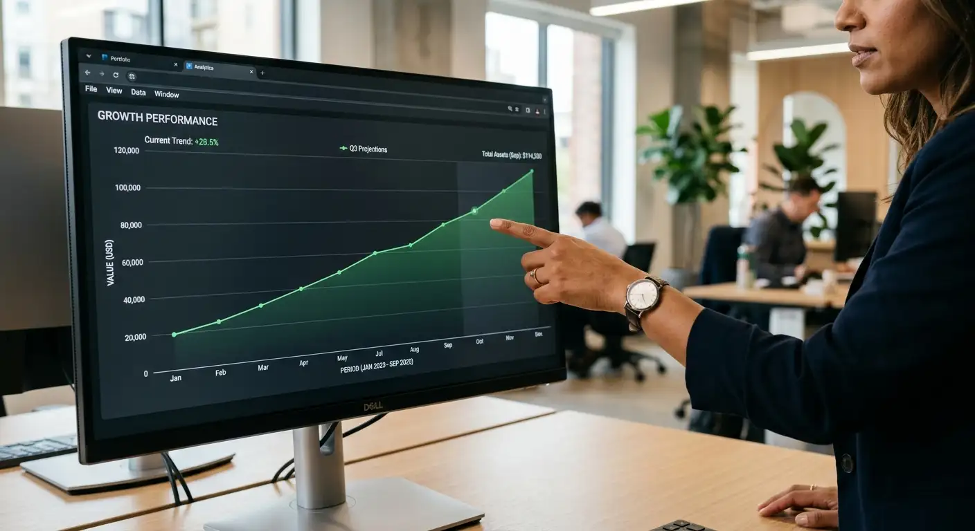 An upward line trend on a screen representing betting market growth