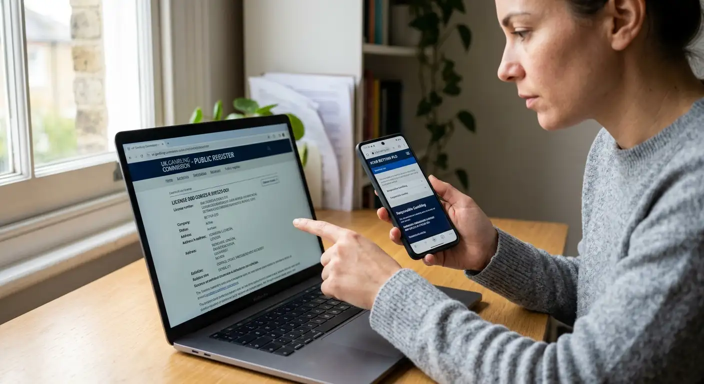 Matching a licence number on a betting site to the public register